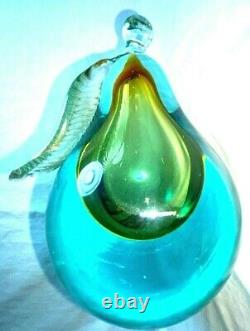 Huge Vintage Salviati Murano Hand Blown Art Glass Fruit Paperweight Pear