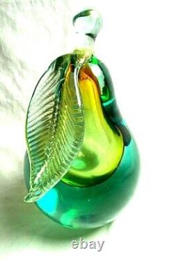 Huge Vintage Salviati Murano Hand Blown Art Glass Fruit Paperweight Pear