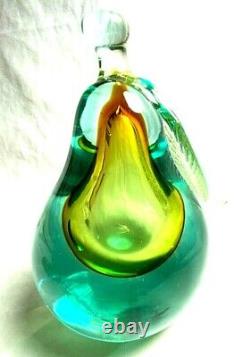 Huge Vintage Salviati Murano Hand Blown Art Glass Fruit Paperweight Pear