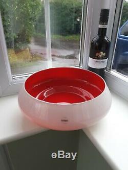 Huge contemporary Murano Carlo Nason Red & White modernist art glass bowl