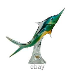 ICET Arte Venezuela Murano Hand Blown Glass Green Clear Fish Millefiori Eyes