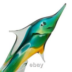 ICET Arte Venezuela Murano Hand Blown Glass Green Clear Fish Millefiori Eyes