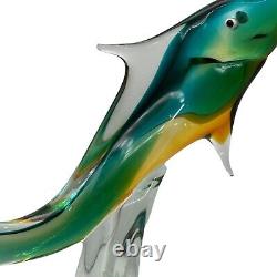 ICET Arte Venezuela Murano Hand Blown Glass Green Clear Fish Millefiori Eyes