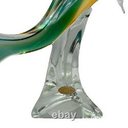 ICET Arte Venezuela Murano Hand Blown Glass Green Clear Fish Millefiori Eyes