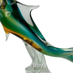 ICET Arte Venezuela Murano Hand Blown Glass Green Clear Fish Millefiori Eyes