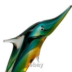 ICET Arte Venezuela Murano Hand Blown Glass Green Clear Fish Millefiori Eyes