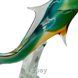 ICET Arte Venezuela Murano Hand Blown Glass Green Clear Fish Millefiori Eyes