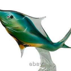 ICET Arte Venezuela Murano Hand Blown Glass Green Clear Fish Millefiori Eyes