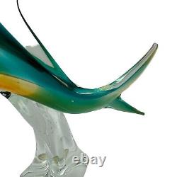 ICET Arte Venezuela Murano Hand Blown Glass Green Clear Fish Millefiori Eyes