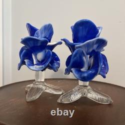 ICET Murano ARTE Hand Blown Art Glass Flower Candle Holder Rare 1960s Vintage