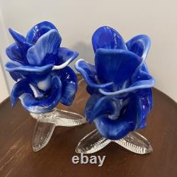 ICET Murano ARTE Hand Blown Art Glass Flower Candle Holder Rare 1960s Vintage