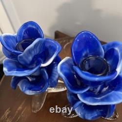ICET Murano ARTE Hand Blown Art Glass Flower Candle Holder Rare 1960s Vintage
