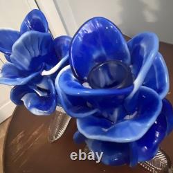 ICET Murano ARTE Hand Blown Art Glass Flower Candle Holder Rare 1960s Vintage