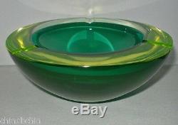 INCREDIBLY Luxurious MURANO Glass BOWL or ASHTRAY Vaseline GLOWS in BLACK LIGHT