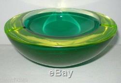 INCREDIBLY Luxurious MURANO Glass BOWL or ASHTRAY Vaseline GLOWS in BLACK LIGHT