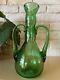 Identified Murano Green MCM Hand Blown Urn Amphora Shaped Vase 1960s Italy