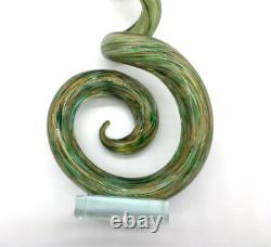 Incredible Murano Sculpture Clear Base Hand Blown Green Modern Art