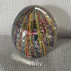 Italian Decor Murano Hand Blown Glass Egg 3.75 Tall with Pink Flower