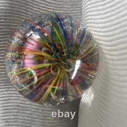 Italian Decor Murano Hand Blown Glass Egg 3.75 Tall with Pink Flower