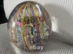 Italian Decor Murano Hand Blown Glass Egg 3.75 Tall with Pink Flower