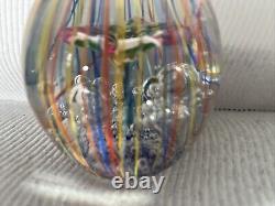 Italian Decor Murano Hand Blown Glass Egg 3.75 Tall with Pink Flower