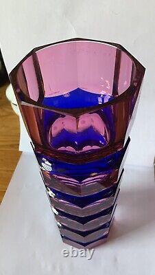 Italian Hand Blown Mandruzzato Prismatic Faceted Murano Art Glass Vase