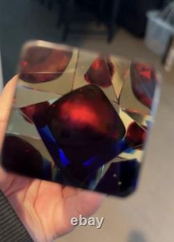 Italian Hand-Blown Mandruzzato PrismaticFaceted Murano Vase 1960's-1970s