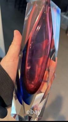 Italian Hand-Blown Mandruzzato PrismaticFaceted Murano Vase 1960's-1970s
