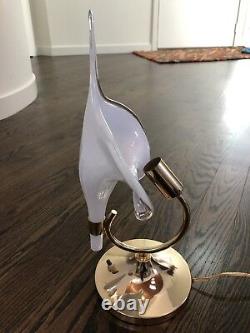 Italian Hand Blown Murano Glass Calla Lilly Table Lamp By Franco Luce