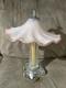 Italian Hand Blown Murano Pink Glass Rippled Swirl Table Lamp & Ruffled Shade