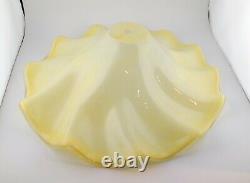 Italian Hand Blown Murano Yellow Glass Rippled Swirl Lamp Light Shade Ruffled