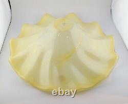 Italian Hand Blown Murano Yellow Glass Rippled Swirl Lamp Light Shade Ruffled