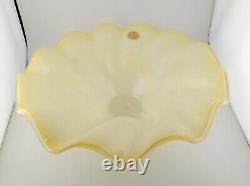 Italian Hand Blown Murano Yellow Glass Rippled Swirl Lamp Light Shade Ruffled