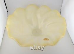 Italian Hand Blown Murano Yellow Glass Rippled Swirl Lamp Light Shade Ruffled