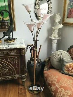 Italian Handblown Glass Murano Calla Lily Flower Shades Floor Lamp