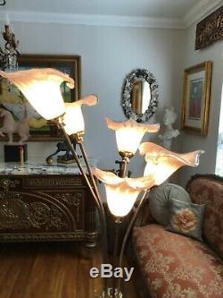 Italian Handblown Glass Murano Calla Lily Flower Shades Floor Lamp