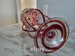 Italian MURANO STYLE HAND BLOWN ARTGLass JellyfishPEDESTAL BOWL 19 High 8 wide