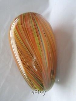 Italian Murano Art Glass Many Different Color Stripes Large Vase