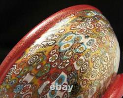 Italian Murano Art Glass Millefiori & Gold Aventurine Bowl Signed A Poggi