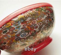 Italian Murano Art Glass Millefiori & Gold Aventurine Bowl Signed A Poggi