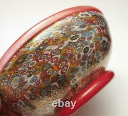 Italian Murano Art Glass Millefiori & Gold Aventurine Bowl Signed A Poggi