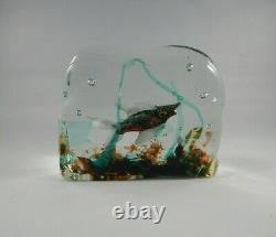 Italian Murano Glass Aquarium Pair, Fish Blocks, Bookends, Paperweights