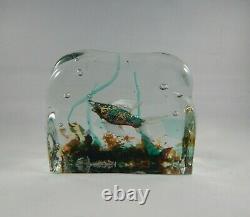 Italian Murano Glass Aquarium Pair, Fish Blocks, Bookends, Paperweights