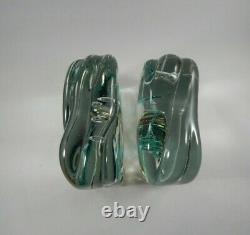 Italian Murano Glass Aquarium Pair, Fish Blocks, Bookends, Paperweights