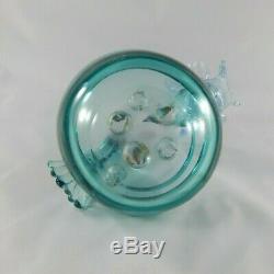 Italian Murano Glass Bird, Nest, Eggs Bowl Sculpture Blue, Turquoise, Gold