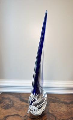 Italian Murano Glass Sailboat Large 15 Hand Blown Deep Blue
