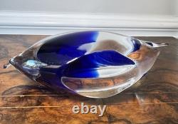 Italian Murano Glass Sailboat Large 15 Hand Blown Deep Blue