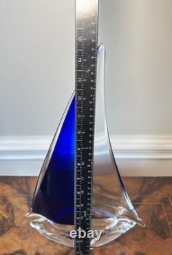 Italian Murano Glass Sailboat Large 15 Hand Blown Deep Blue