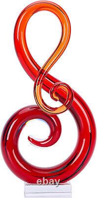 Italian Murano Glass Sculpture 13 H Large Red Hand Blown Music Note