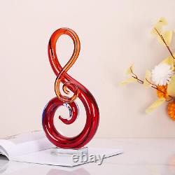 Italian Murano Glass Sculpture 13 H Large Red Hand Blown Music Note